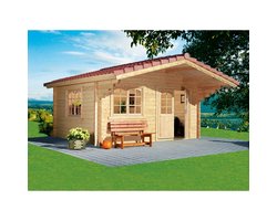 Blockhaus LUCA inkl Dachp.inkl.Heimlie 450x360x216/275 cm, (Türe im Pack)