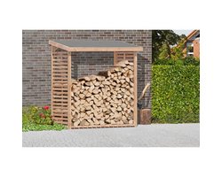 Kaminholzregal L mit Rückwand Lärche, 200x75x200
