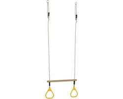 Holztrapez mit Kunststoffringen gelb/jaune / Trapez: D:3.5 cm /L: 58cm