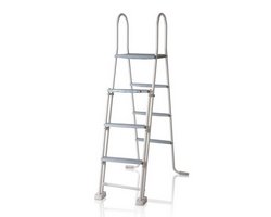 Sicherheitsleiter 2x3+Plattform,weiss galvanisiert/galvanisée + lackiert