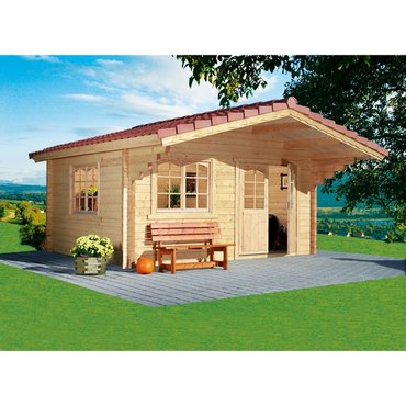 Blockhaus LUCA inkl Dachp.inkl.Heimlie 450x360x216/275 cm, (Türe im Pack) 