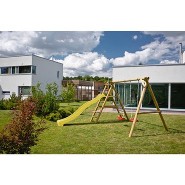 Rundholzkinderschaukel inkl. Rutsche 368 x 200 x 230 cm 