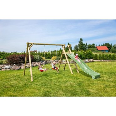 Rundholzkinderschaukel inkl. Rutsche 368 x 200 x 230 cm 