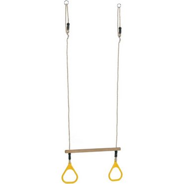 Holztrapez mit Kunststoffringen gelb/jaune / Trapez: D:3.5 cm /L: 58cm 