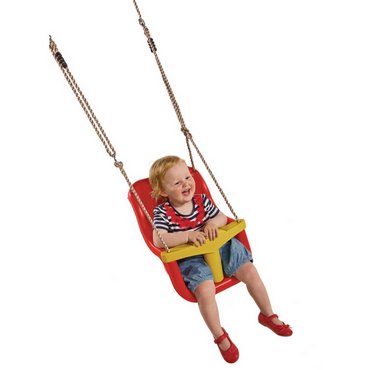 Babysitz rot/gelb mit 2.5m PP Seil (0950.234) / 36 x 39 x 49.1 cm 