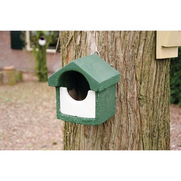 Nistkasten Holzbeton klein Halbhöhlenbrüter grün, 20 x 18.5 x15cm 
